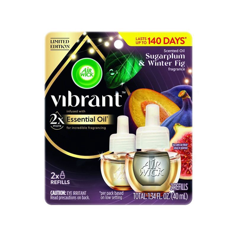 slide 1 of 1, Air Wick Vibrant Scented Oil Air Freshener Refills - Sugarplum & Fig - 1.34 fl oz/2pk, 2 ct; 1.34 fl oz