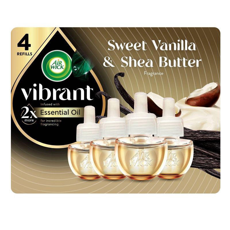 slide 1 of 1, Air Wick Vibrant Plug-in Scented Oil Air Freshener Refills - Sweet Vanilla & Shea Butter - 4pk, 80 oz, 4 ct