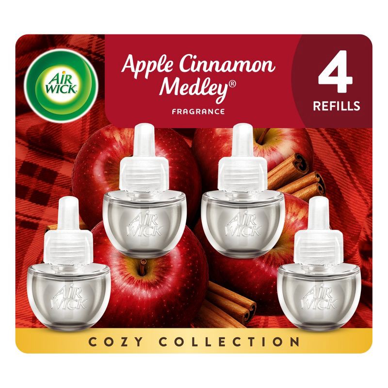 slide 1 of 8, Air Wick Plug-in Scented Oil Air Freshener Refills - Apple Cinnamon Medley - 4pk, 4 ct