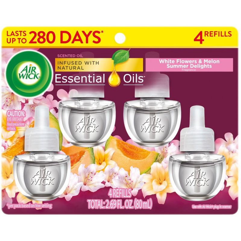 slide 2 of 9, Air Wick Scented Oil Air Freshener Refills - Summer Delights - 4pk, 4 ct