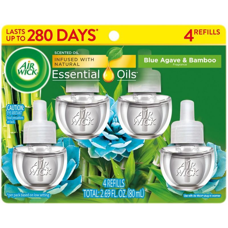 slide 2 of 9, Air Wick Plug In Scented Oil Air Freshener Refills - Blue Agave & Bamboo - 4pk, 4 ct