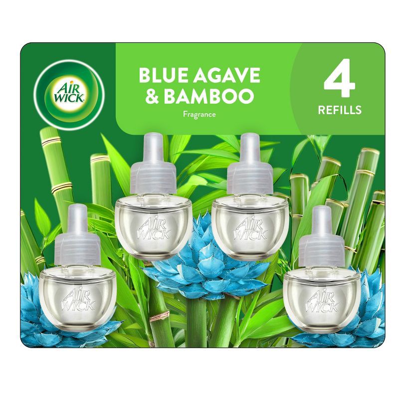 slide 1 of 9, Air Wick Plug In Scented Oil Air Freshener Refills - Blue Agave & Bamboo - 4pk, 4 ct