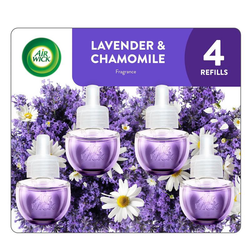 slide 1 of 9, Air Wick Plug-in Scented Oil Air Freshener Refills - Lavender and Chamomile - 4pk, 4 ct