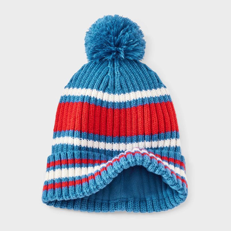 slide 2 of 3, Boys' Rib Striped Beanie Hat - Cat & Jack™ Red/White/Blue, 1 ct