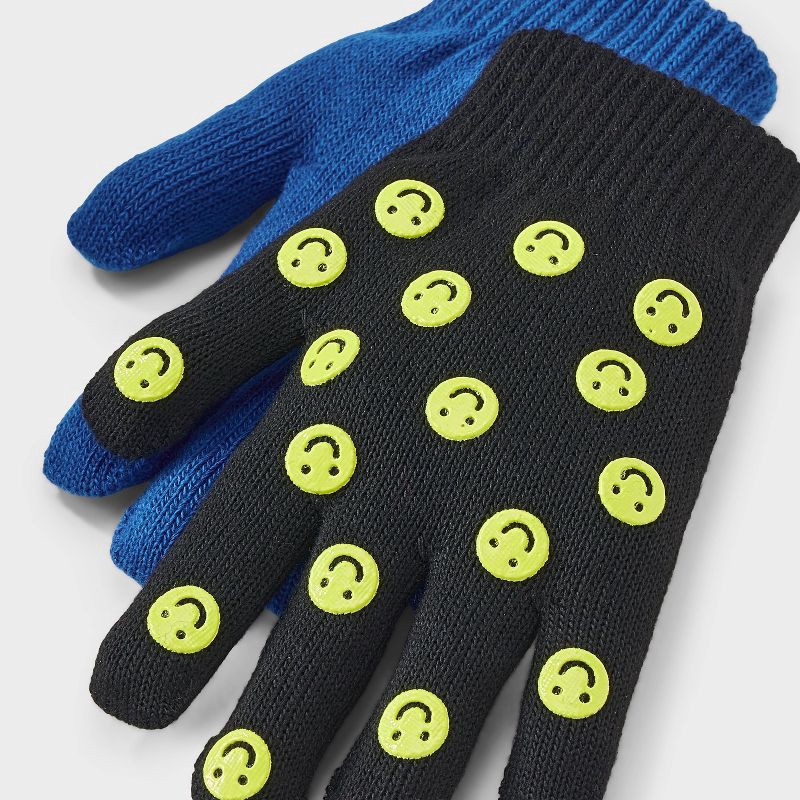 slide 2 of 3, Boys' 2pk Value Glove - Cat & Jack™ Athens Blue/Black, 2 ct