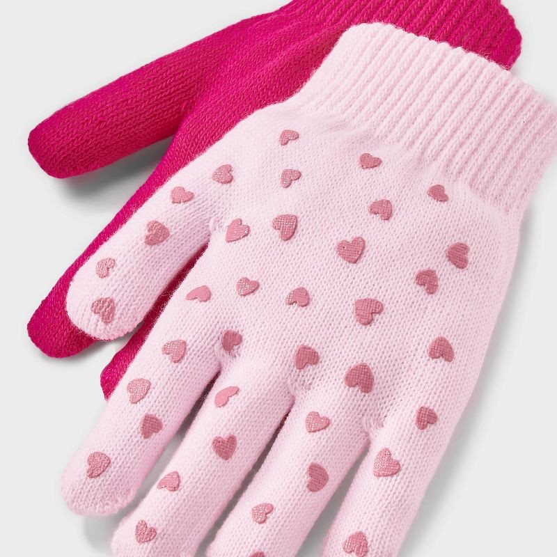 slide 2 of 3, Girls' 2pk Value Glove - Cat & Jack™ Pink, 2 ct