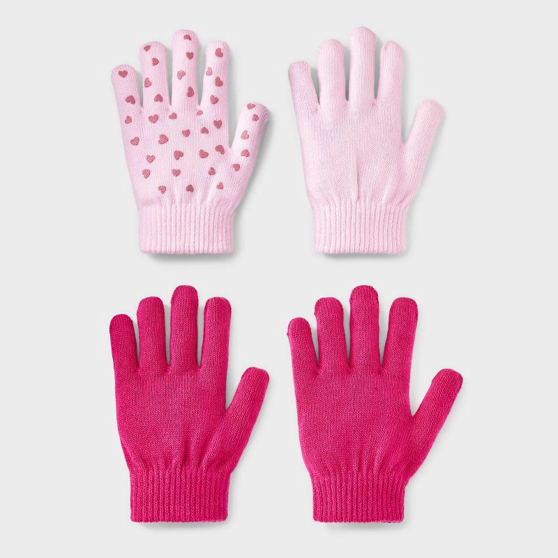 slide 1 of 3, Girls' 2pk Value Glove - Cat & Jack™ Pink, 2 ct