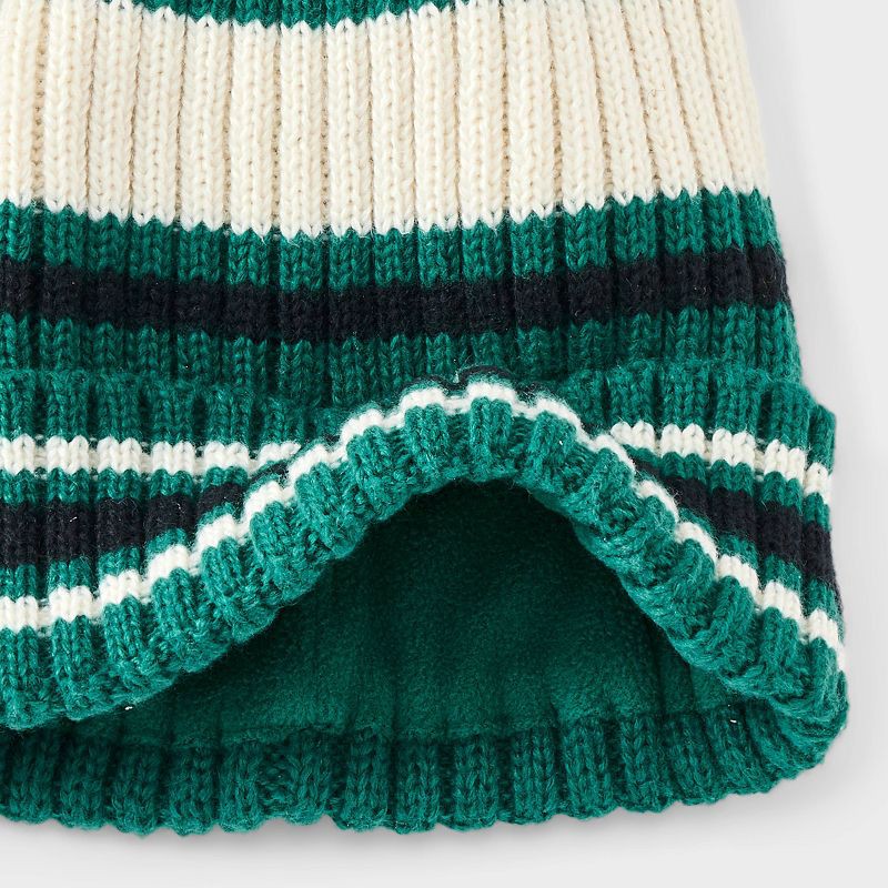 slide 3 of 3, Boys' Rib Striped Beanie Hat - Cat & Jack™ Green, 1 ct