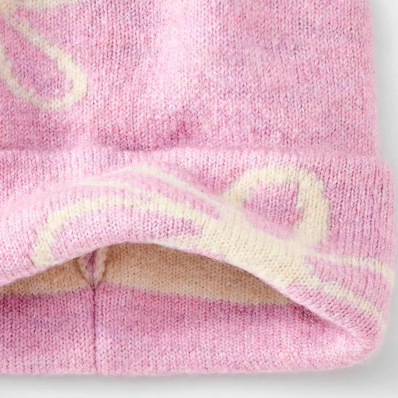 slide 3 of 3, Girls' Knitted Floral Beanie Hat - Cat & Jack™ Purple/White, 1 ct
