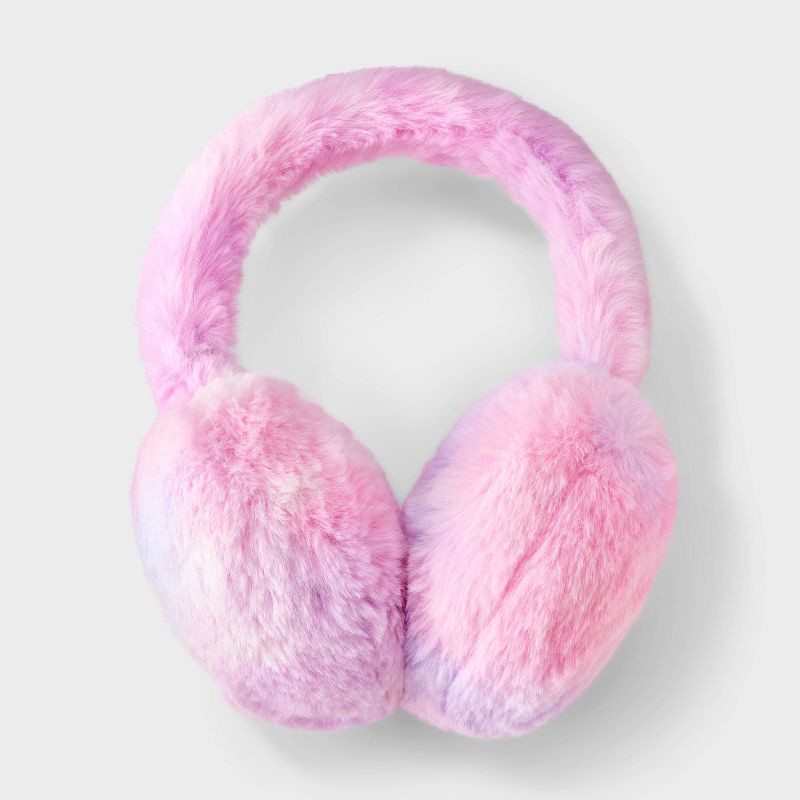 slide 2 of 3, Girls' Faux Fur Earmuff - Cat & Jack™ Pink/Purple/Cream, 1 ct