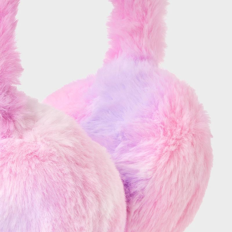 slide 3 of 3, Girls' Faux Fur Earmuff - Cat & Jack™ Pink/Purple/Cream, 1 ct