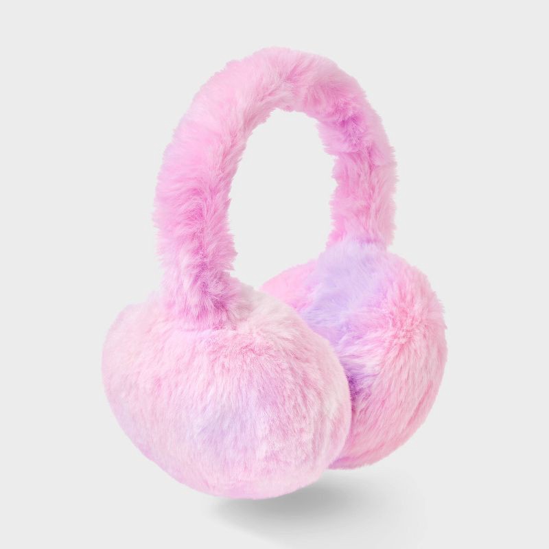 slide 1 of 3, Girls' Faux Fur Earmuff - Cat & Jack™ Pink/Purple/Cream, 1 ct