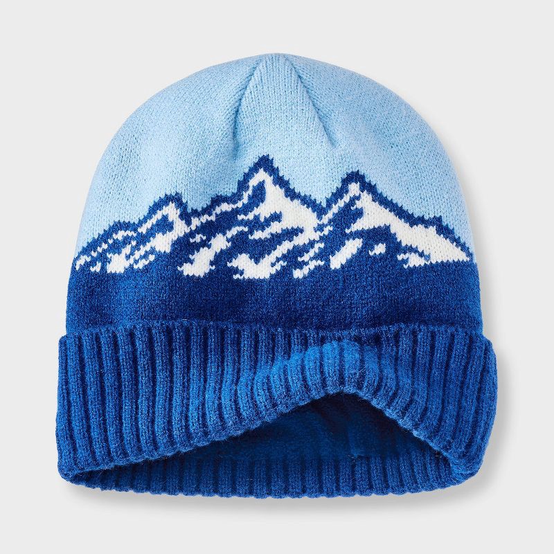 slide 2 of 3, Boys' Mountain Beanie - Cat & Jacks™ Blue/White, 1 ct