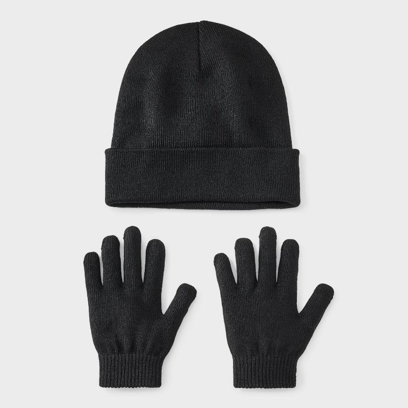 slide 1 of 4, Kids' Value Hat and Gloves Set - Cat & Jack™ Black, 1 ct