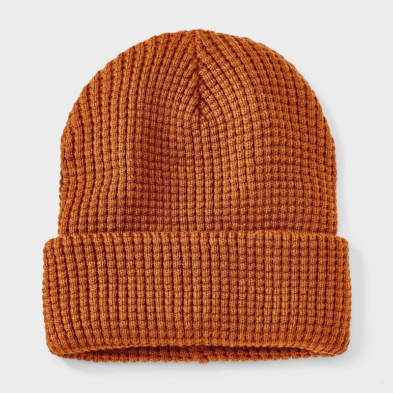 slide 1 of 3, Boys' Waffle Beanie Hat - art class™ Brown, 1 ct