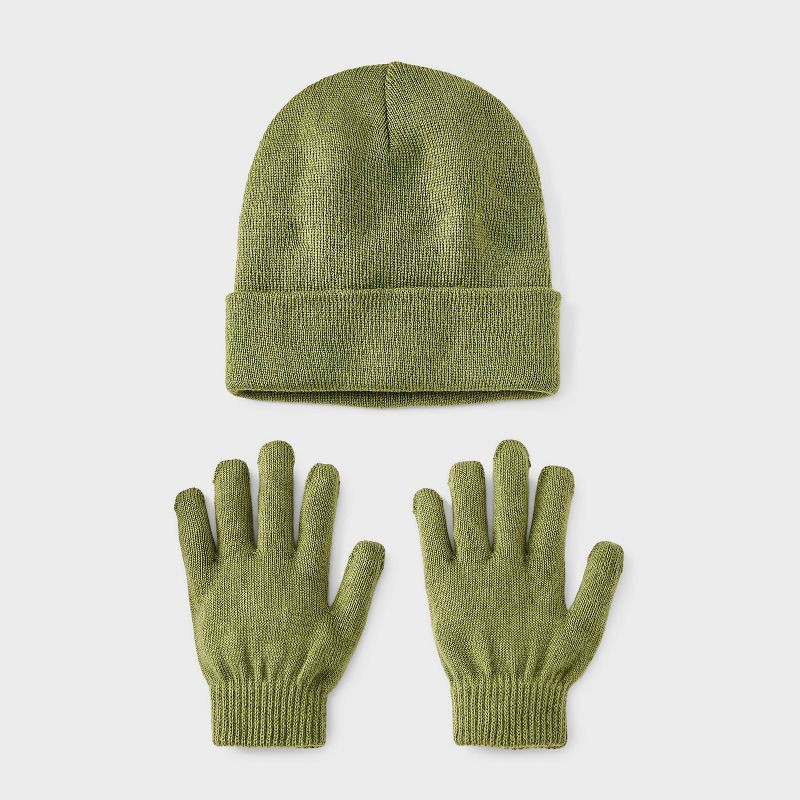 slide 1 of 4, Kids' Value Hat and Gloves Set - Cat & Jack™ Green, 1 ct
