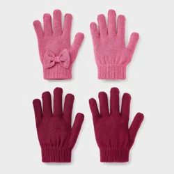 Girls' 2pk Value Glove - Cat & Jack™ Rose Red/Burgundy