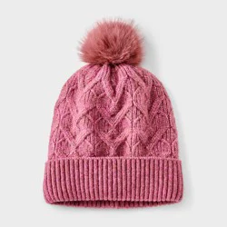Girls' Cable Heart Beanie Hat - Cat & Jack™ Pink