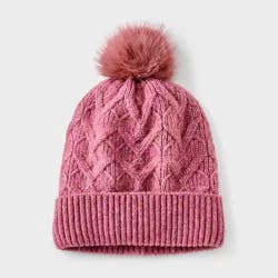 Girls' Cable Heart Beanie Hat - Cat & Jack™ Pink