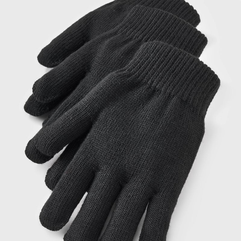 slide 2 of 3, Kids' 3pk Value Glove - Cat & Jack™ Black, 3 ct