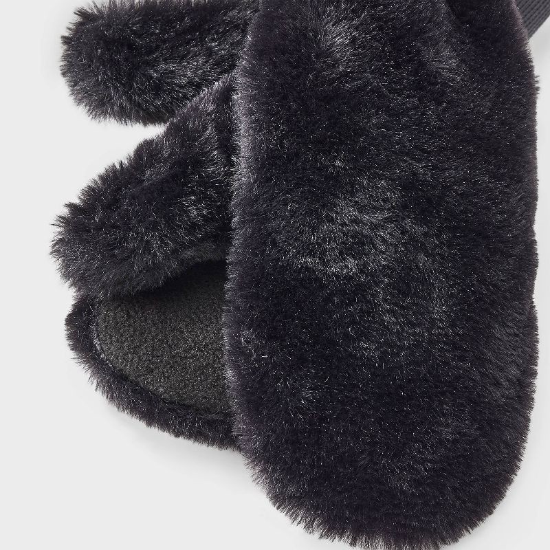 slide 2 of 3, Girls' Faux Fur Mitten - art class™ Black, 1 ct