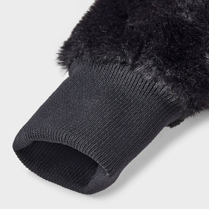 slide 3 of 3, Girls' Faux Fur Mitten - art class™ Black, 1 ct