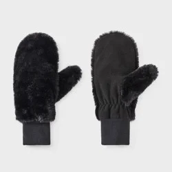 Girls' Faux Fur Mitten - art class™ Black
