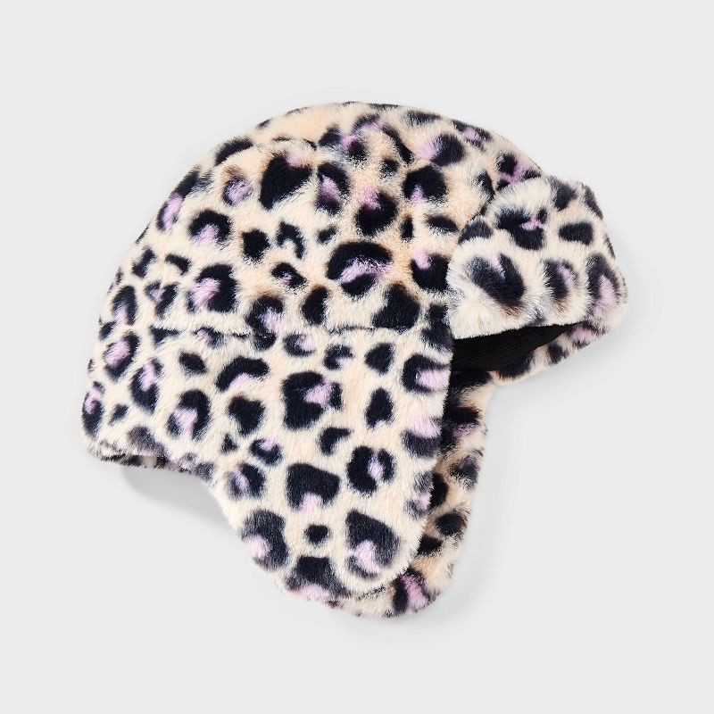 slide 2 of 3, Girls' Trapper Hat - Cat & Jack™ Leopard Print, 1 ct