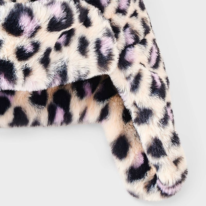 slide 3 of 3, Girls' Trapper Hat - Cat & Jack™ Leopard Print, 1 ct