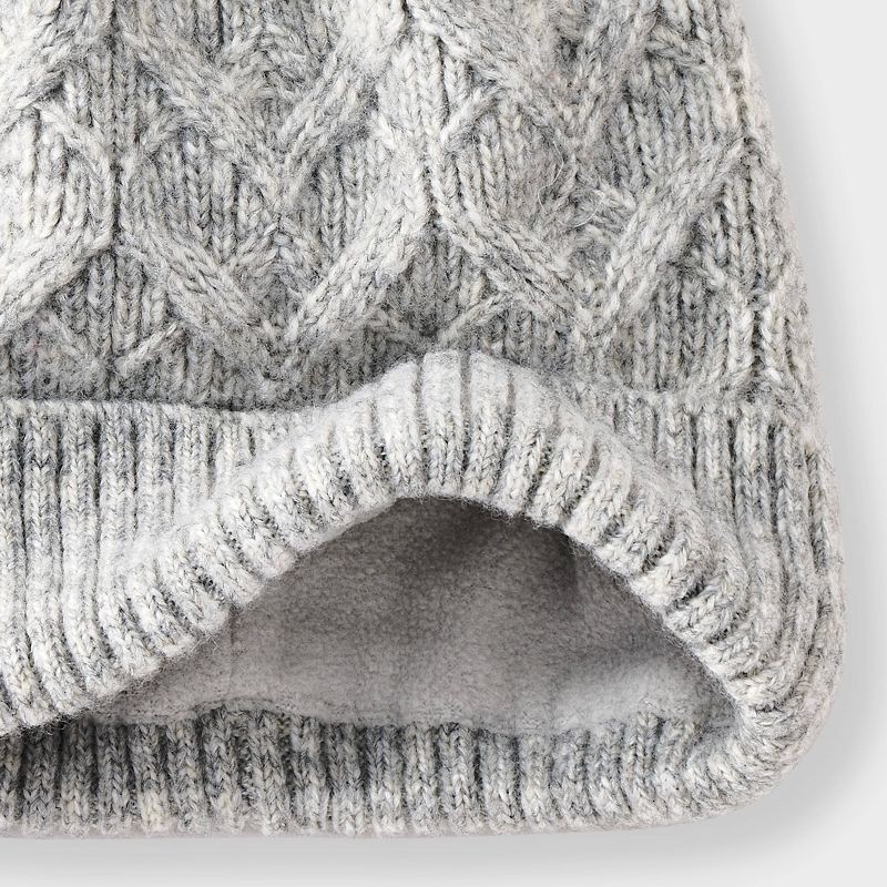 slide 3 of 3, Girls' Cable Heart Beanie Hat - Cat & Jack™ Gray, 1 ct