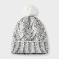 Girls' Cable Heart Beanie Hat - Cat & Jack™ Gray
