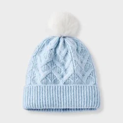 Girls' Cable Heart Beanie Hat - Cat & Jack™ Blue