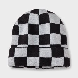 Boys' Checkerboard Beanie Hat - Cat & Jack™ Black/Gray
