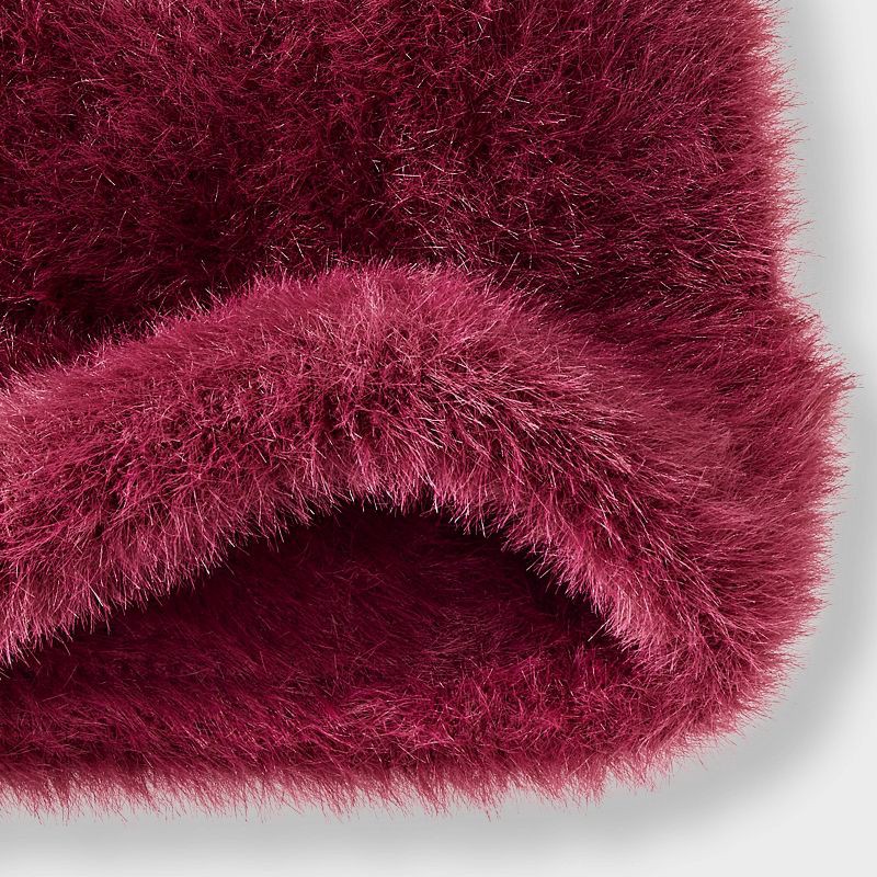 slide 3 of 3, Girls' Wide Cuff Fuzzy Beanie Hat - art class™ Maroon, 1 ct
