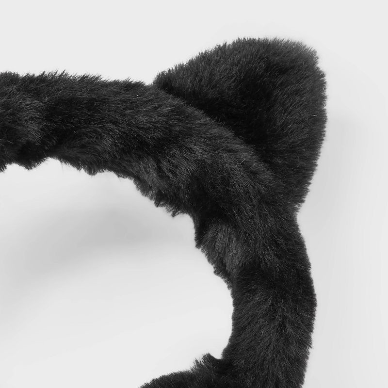 slide 3 of 3, Girls' Faux Fur Cat Earmuff - Cat & Jack™ Black, 1 ct