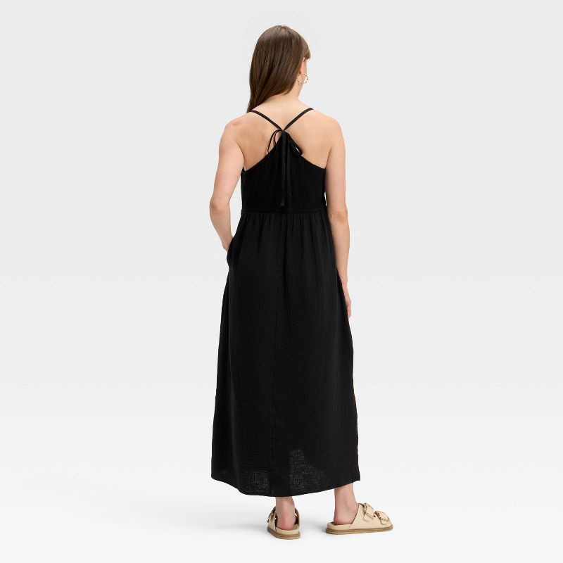 slide 2 of 3, Women's Crochet Trim Maxi Sundress - Universal Thread™ Black L, 1 ct