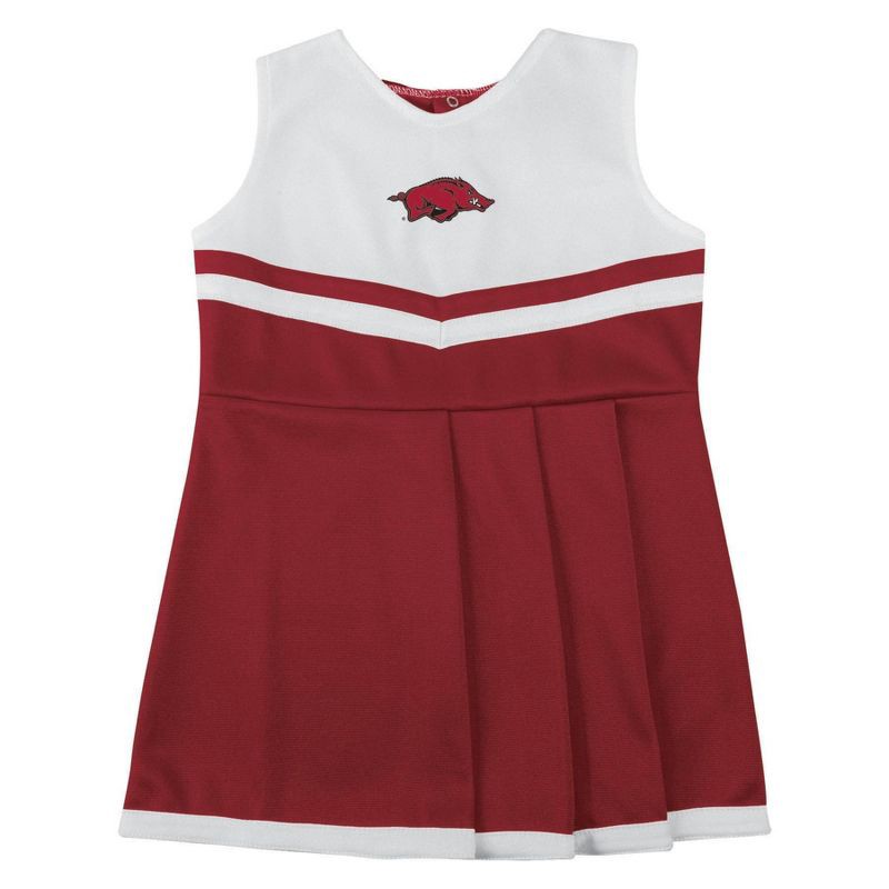 slide 1 of 3, NCAA Arkansas Razorbacks Infant Girls' Cheer Dress Set - 18M: Solid Knit V Neck Pullover, 1 ct