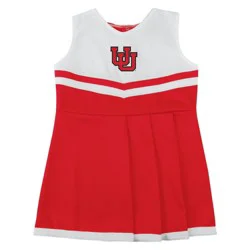 NCAA Utah Utes Infant Girls' Cheer Dress Set - 18M: Solid Knit Pullover, V Neck