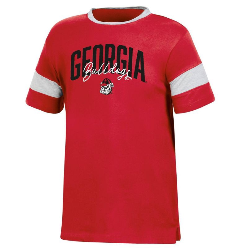 slide 1 of 3, NCAA Georgia Bulldogs Girls' Knot T-Shirt - S, 1 ct