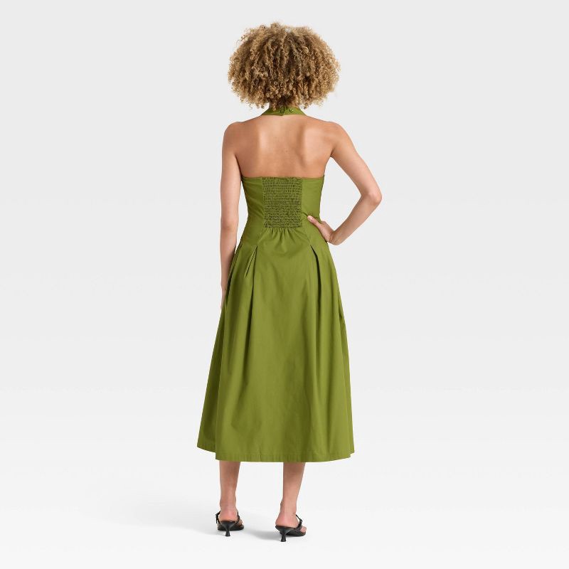 slide 3 of 3, Women's Midi Halter Dress - A New Day™ Olive XL, 1 ct