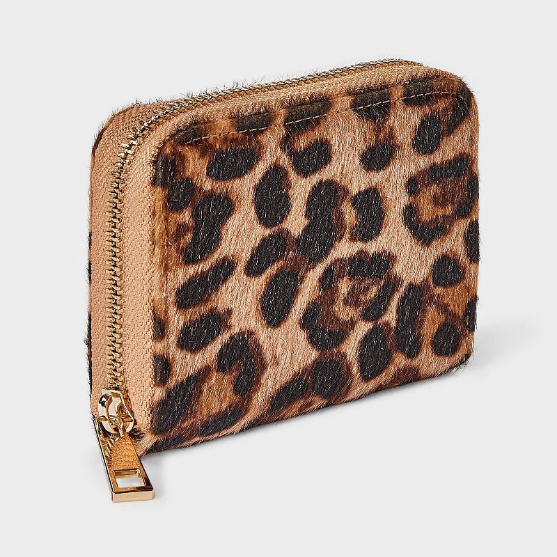 slide 2 of 4, Small Zip Leopard Print Wallet - A New Day™ Black/Brown, 1 ct