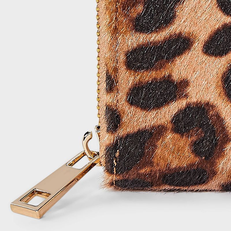 slide 4 of 4, Small Zip Leopard Print Wallet - A New Day™ Black/Brown, 1 ct