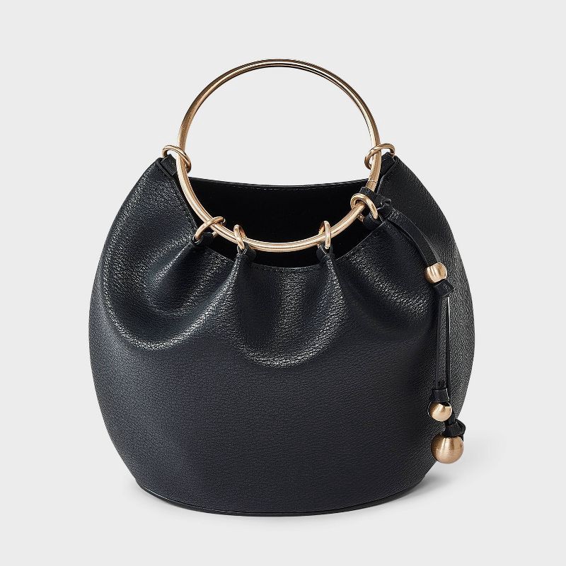 slide 1 of 5, Gathered Bracelet Handbag - A New Day™ Black, 1 ct