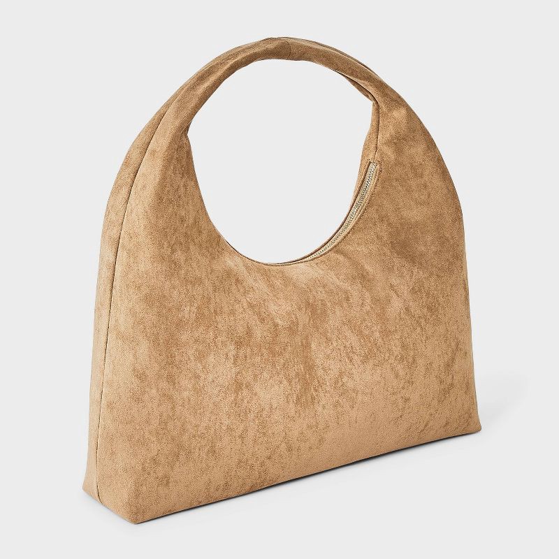 slide 3 of 5, Faux Suede Soft Shoulder Bag - A New Day™ Tan, 1 ct