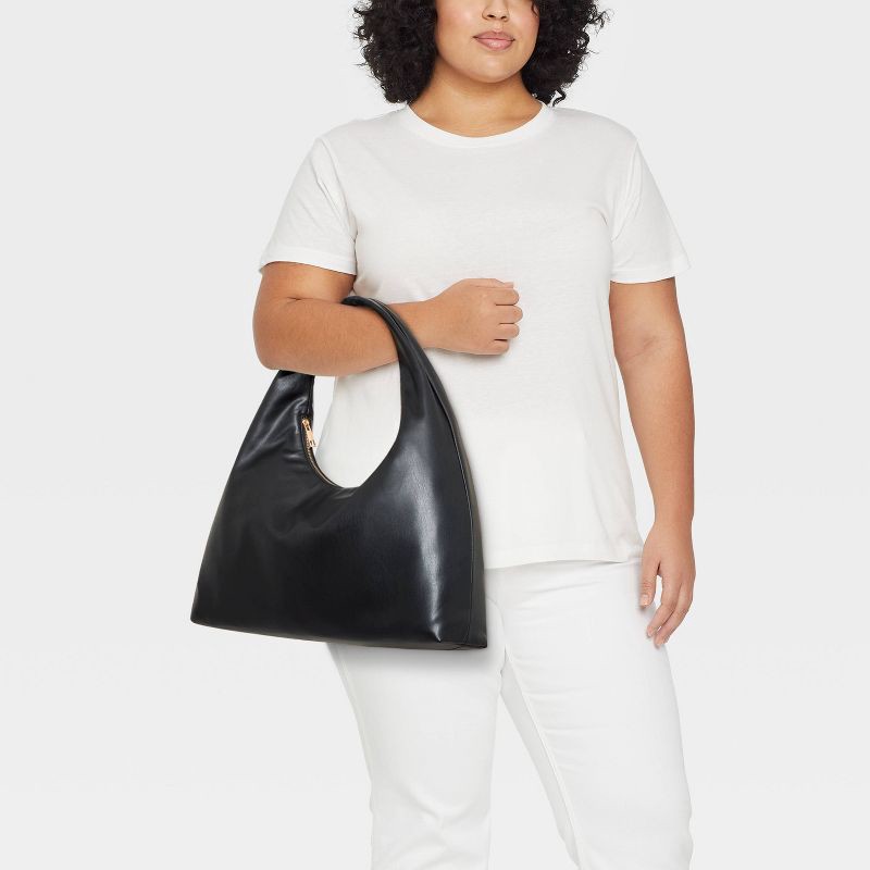 slide 2 of 5, Faux Leather Soft Shoulder Bag - A New Day™ Black, 1 ct