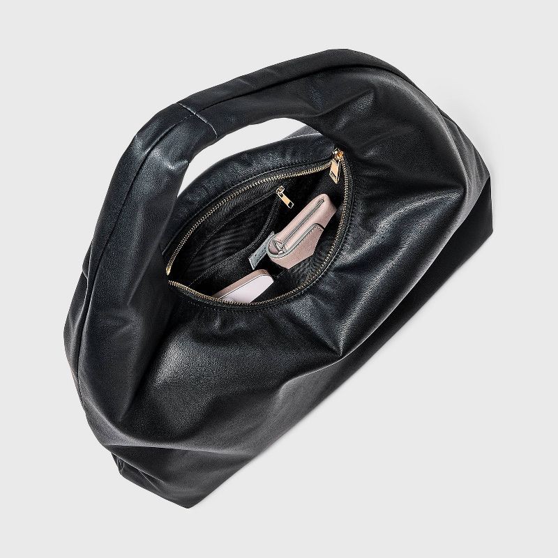 slide 4 of 5, Faux Leather Soft Shoulder Bag - A New Day™ Black, 1 ct