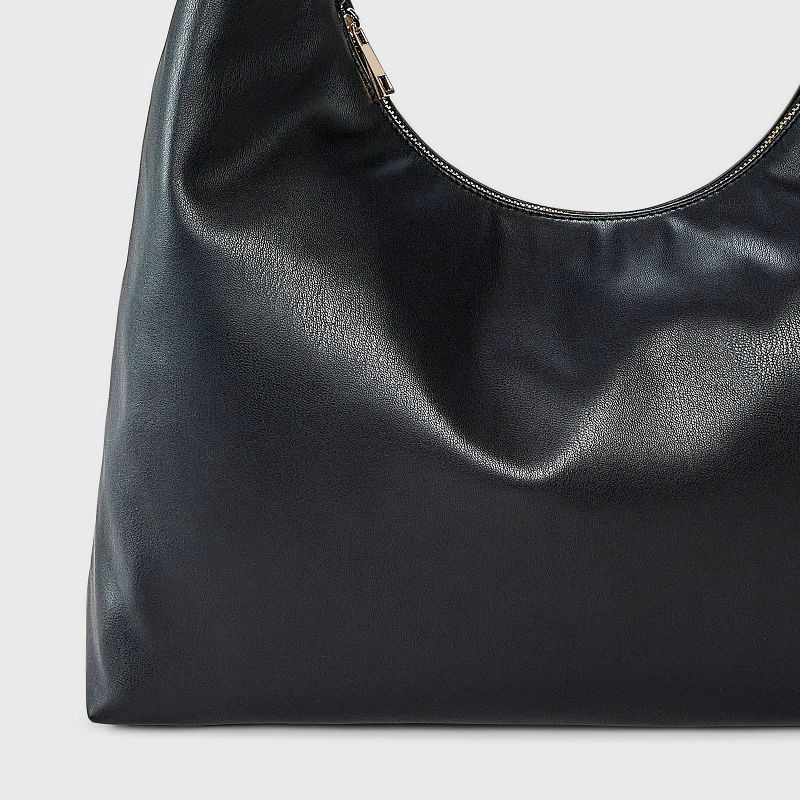slide 5 of 5, Faux Leather Soft Shoulder Bag - A New Day™ Black, 1 ct