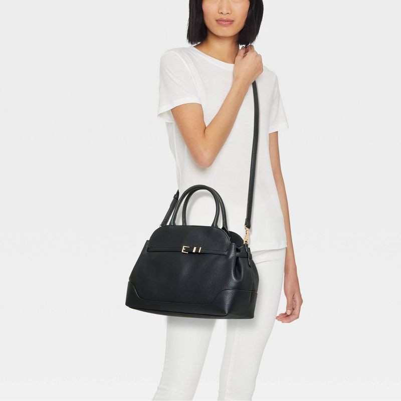 slide 2 of 5, Belted Satchel Handbag - A New Day™ Black, 1 ct