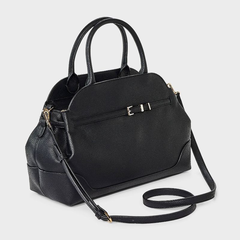 slide 3 of 5, Belted Satchel Handbag - A New Day™ Black, 1 ct