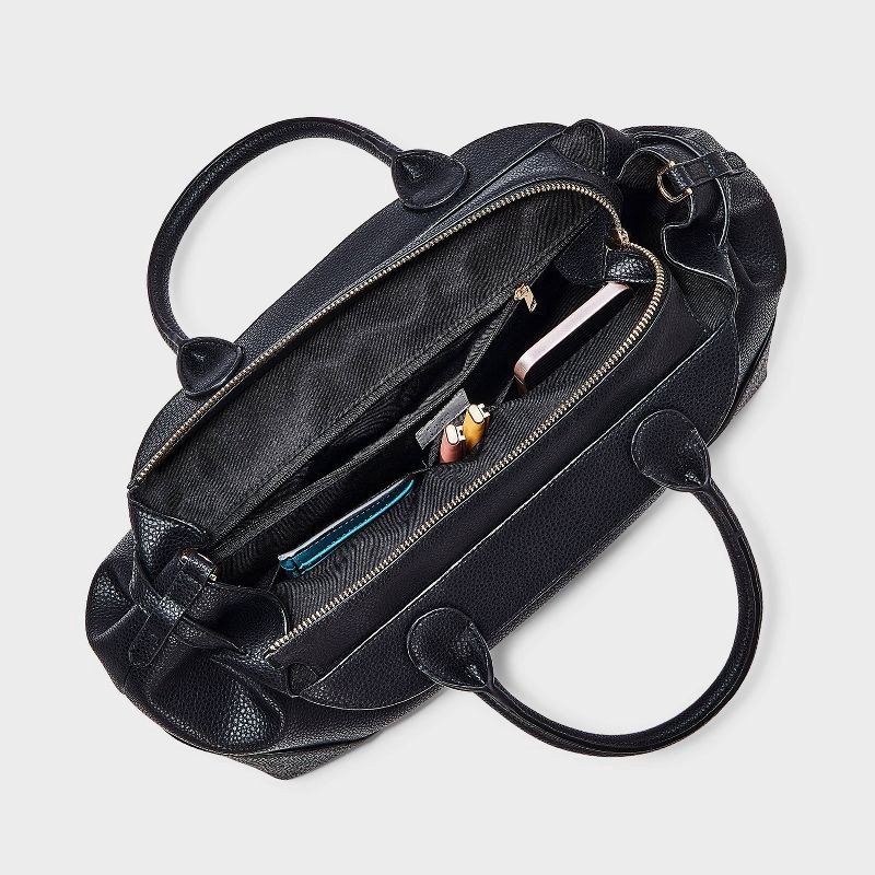 slide 4 of 5, Belted Satchel Handbag - A New Day™ Black, 1 ct